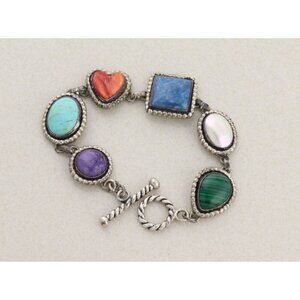 Sterling Silver Gemstone Bracelet Toggle Clasp 7"
